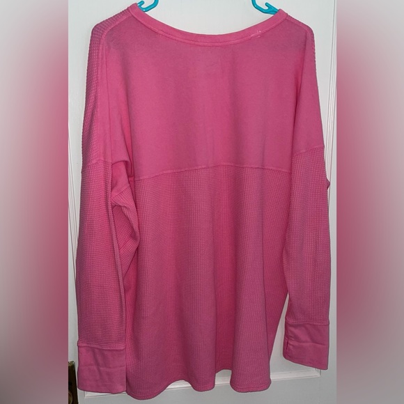 Aerie Barbie Pink Wow! Waffle Henley T-Shirt - Size: XL - Picture 3 of 4